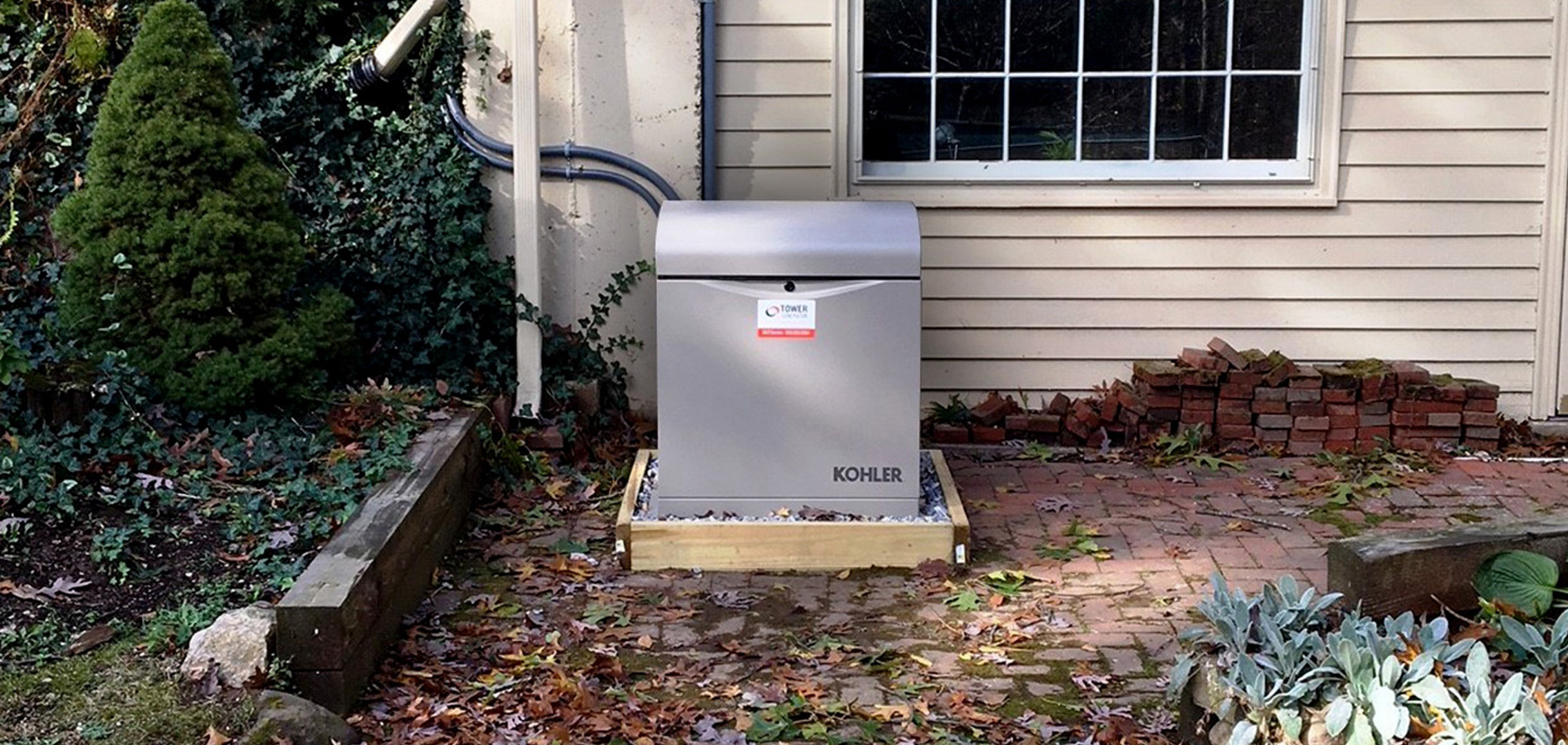 Residential generator outside of a house