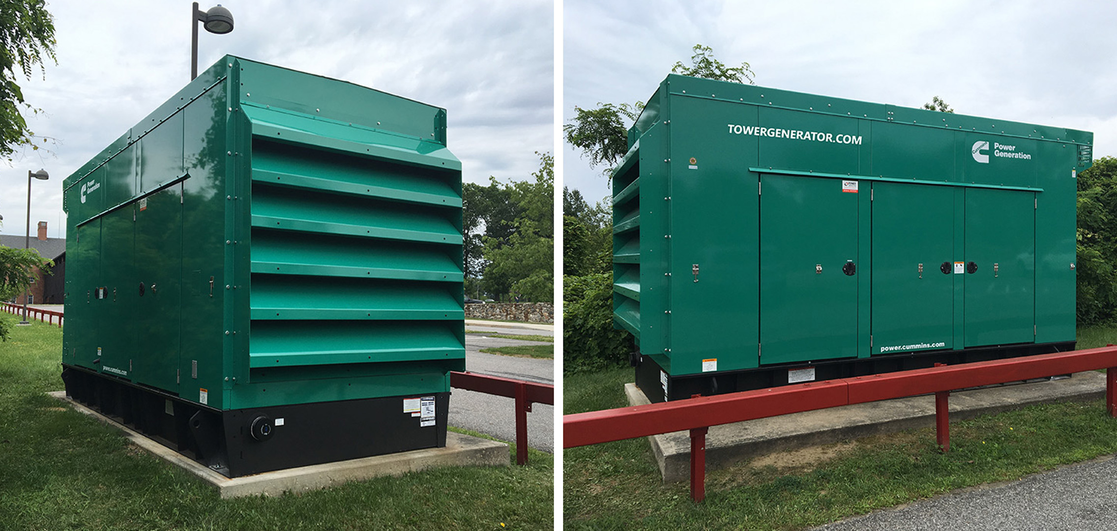 Two images of the same commercial generator at different angles