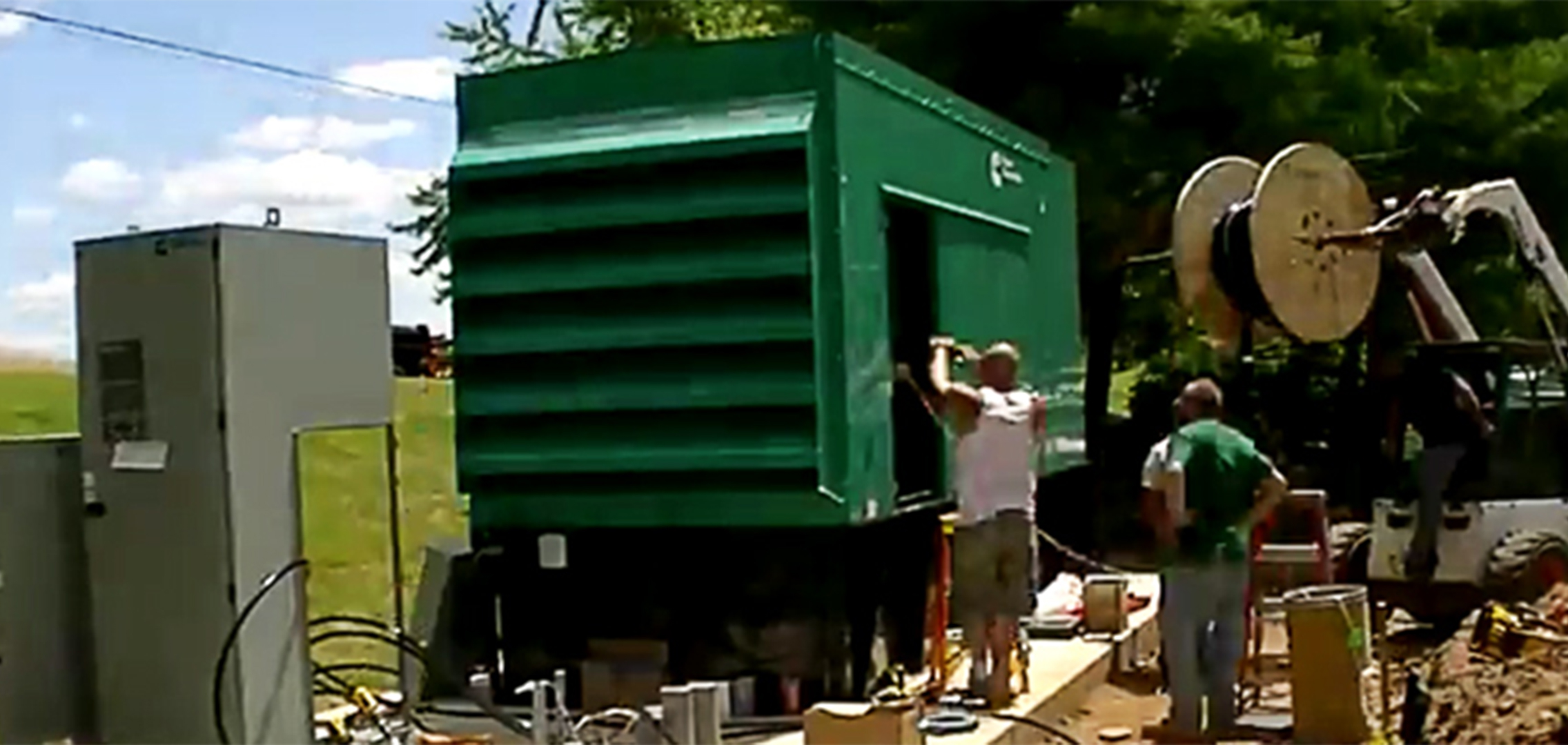 Tower Generator team installing a large commercial backup generator.