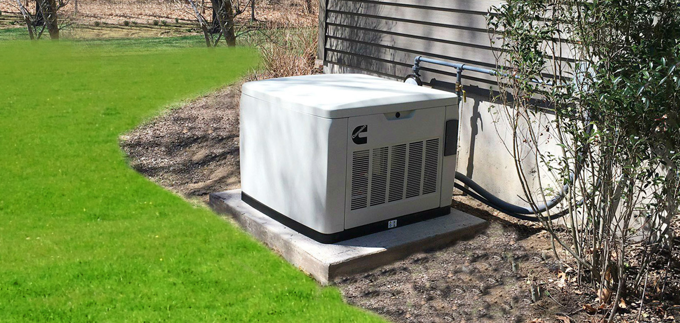 Residential generator outside of a house