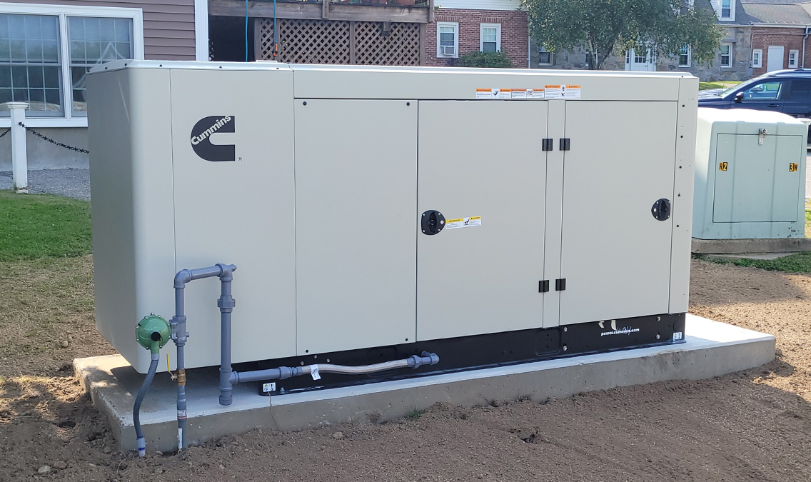 Commercial generator outside