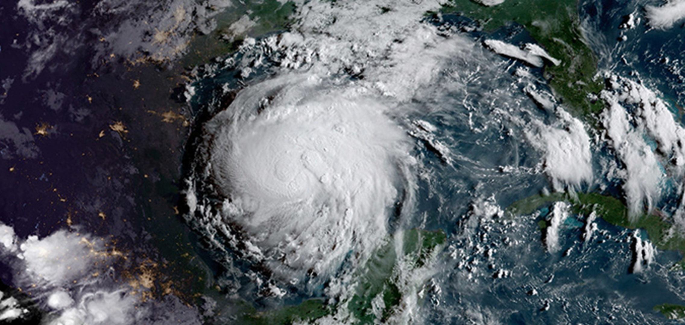 Aerial view of a hurricane.