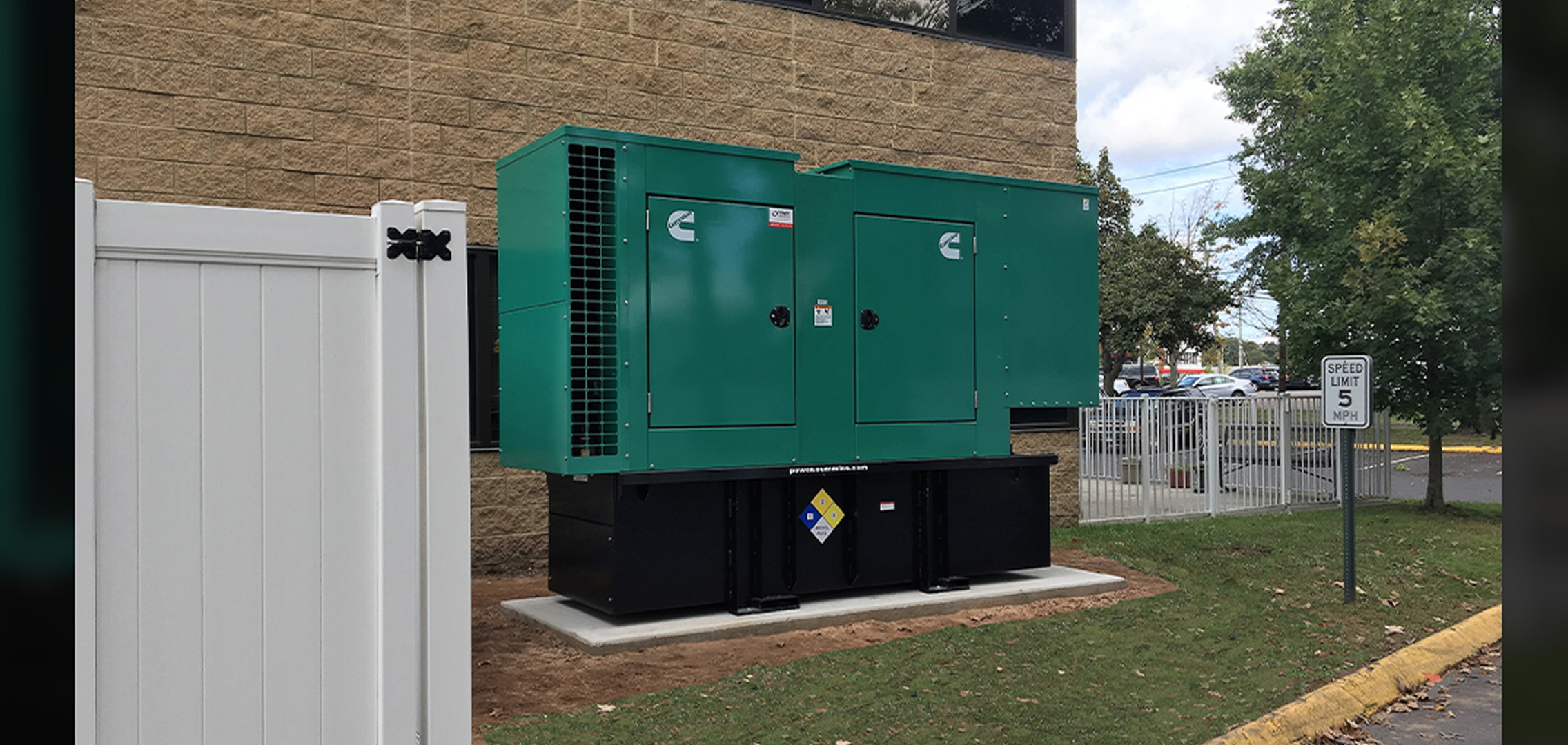 Commercial generator outside of a business building