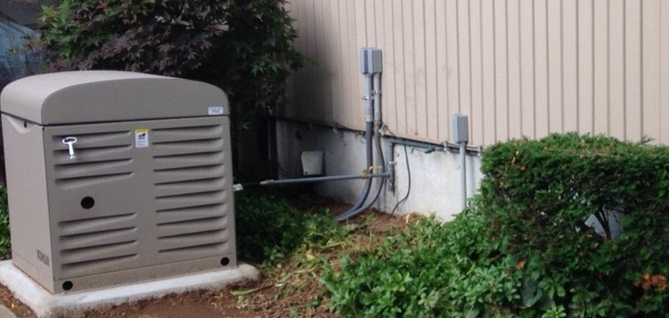 Residential generator outside of a house