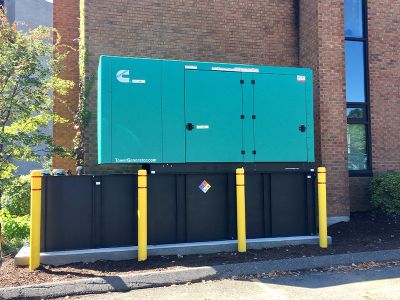 Commercial generator outside of building