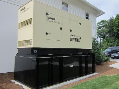 Commercial generator outside of building
