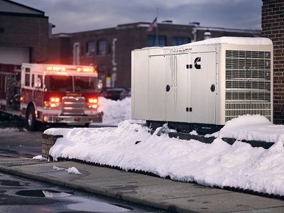 Commercial generator outside of firestation