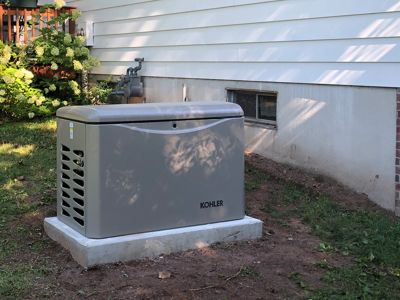 Residential generator outside of a house
